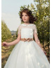 Peter Pan Collar Ivory Lace Tulle Floor Length Flower Girl Dress